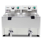 Freidora Profesional Eléctrica De Acero Inoxidable 8+8 Litros Con Grifo Edenox