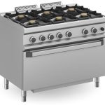 Cocina a gas 6 fuegos 6x5,5 Kw con Horno EXTRA GRANDE a Gas MFB711FGMXS MAGISTRA PLUS 700