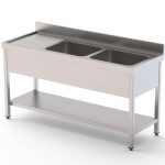 Fregadero Acero Inoxidable 1 Cuba Derecha Fondo 700 Con Mueble Con Estante 1400x700x850h mm IS1714R10S1