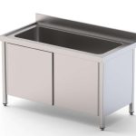 Fregadero Gran Capacidad Acero Inoxidable 2 Cubas Fondo 700 Con Mueble Con Puertas 1800x700x850h mm IS1718C2HCSD