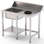 Mesa Acero Inoxidable Para Lavavajillas De Prelavado 1 Cubeta Con Estante 1600x750x800h mm IS17516DWIN0S1