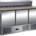 Mesa GN1/1 3 Puertas Preparación Ensaladas con Encimera de Granito de 1365 x700 x1010h mm PEKIN PS903