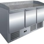 Mesa GN1/1 3 Puertas Preparación Pizzas con Encimera de Granito de 1365 x700 x1050h mm PEKIN S903PZ