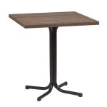 Mesa  Interior  Armazón Plastificado Negro con Tablero de Melamina Nogal 70x70 cm MERIDA NOG