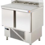 Mesa Refrigerada Compacta  Preparación Encimera Granito y Expositor ingredientes GN1/6  910x700x895h mm Línea CORDOBA MRPGC-100E