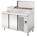 Mesa Refrigerada GN1/1  2 Puertas Preparación Encimera Inoxidable y Vitrina ingredientes GN1/3 1350x708x850h mm Línea CORDOBA MRP-135E