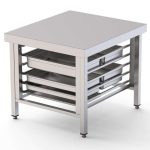 Mesa de Soporte Acero Inoxidable Para Hornos Con 6 Guias De 60x40 850x850x700h mm WTC085BK64O