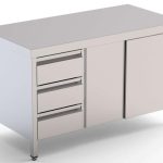 Mesa de Trabajo Acero Inoxidable Central Con Cajones a la Izquierda 1600x700x850h mm WTC17016DDL