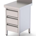 Mesa de Trabajo Acero Inoxidable Mural Con Cajones 500x600x850h mm WTW160050D3