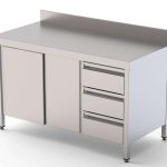 Mesa de Trabajo Acero Inoxidable Mural Con Cajones a la Derecha 1400x700x850h mm WTW17014DDR