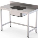 Mesa de Trabajo Acero Inoxidable Mural Sin Estante y Con Cubeta Central 1800x600x850h mm  WTW16018CB0