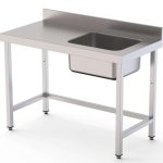 Mesa de Trabajo Acero Inoxidable Mural Sin Estante y Con Cubeta a la Derecha 1500x700x850h mm  WTW17015RB0