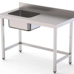Mesa de Trabajo Acero Inoxidable Mural Sin Estante y Con Cubeta a la izquierda 1600x600x850h mm  WTW16016LB0