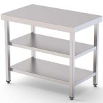 Mesa de Trabajo Acero inoxidable Central Con 2 Estante 2000x500x850h mm WTC150200S2