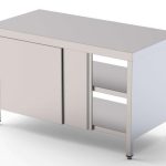 Mesa de Trabajo Acero inoxidable Central Con Puerta Corredera en Ambas Caras 2200x600x850h mm WTC160220PT