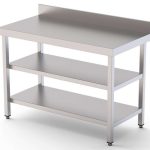 Mesa de Trabajo Acero inoxidable Mural Con 2 Estante 1500x800x850h mm WTW180150S2