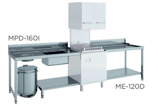 Mesa de prelavado entrada izquierda dim.1600x750x850h sin estante con aro desbarazado mm MPSD160I Mesa de prelavado entrada izquierda dim.1600x750x850h sin estante con aro desbarazado mm MPSD-160I - Imagen 1