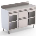 Mueble Cafetero Acero Inoxidable Con Tolva Central, 2 Estante, 1 Puerta y 2 Cajones 2500x600x1050h mm CST60250D2S