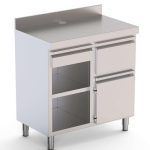 Mueble Cafetero Acero Inoxidable Con Tolva a la Derecha, 1 Estante, 1 Puerta y 1 Cajón 1000x600x1050h mm CST60100D2SRB