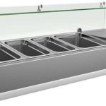 Vitrina 3 cubetas GN1/3 + 1 cubeta GN1/2 con Cúpula de Vídrio de 1200 x395 x440h mm PEKIN VRX1200380FG