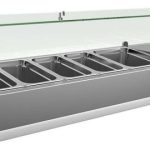 Vitrina 4 cubetas GN1/3 + 1 cubeta GN1/2 con Cúpula de Vídrio de 1400 x395 x440h mm PEKIN VRX1400380FG