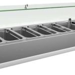 Vitrina 5 cubetas GN1/3 + 1 cubeta GN1/2 con Cúpula de Vídrio de 1500 x395 x440h mm PEKIN VRX1500380FG