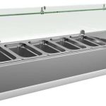 Vitrina 5 cubetas GN1/4 con Cúpula de Vídrio de 1200 x335 x440h mm PEKIN VRX1200330FG