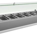 Vitrina 7 cubetas GN1/4 con Cúpula de Vídrio de 1500 x335 x440h mm PEKIN VRX1500330FG