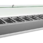 Vitrina 8 cubetas GN1/4 con Cúpula de Vídrio de 1800 x335 x440h mm PEKIN VRX1800330FG